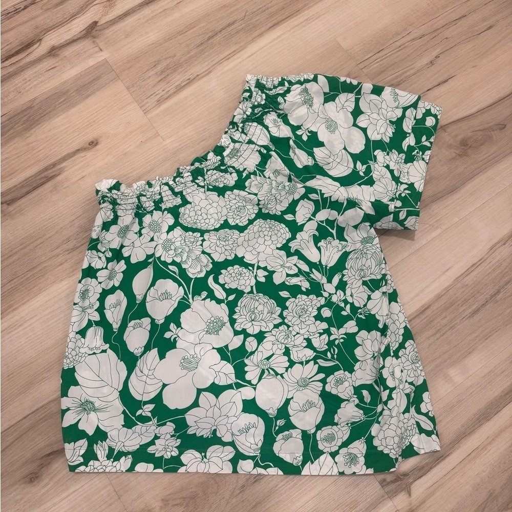 J. Crew Women’s Green Floral One-Shoulder Blouse Size Small - Picture 2 of 3